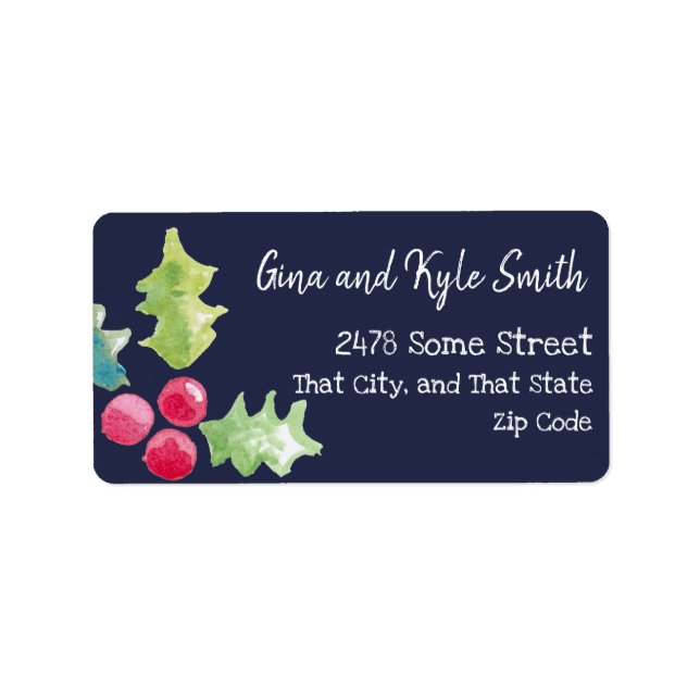 Holly Berry Mailing Address Labels (Front)