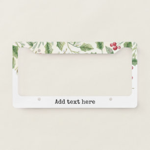 Holly Berry Mistletoe Christmas Vintage License Plate Frame