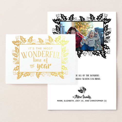 Holly Berry Most Wonderful Time of the Year Photo Foil Card