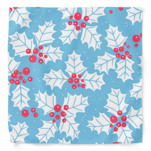 Holly berry on blue bandana