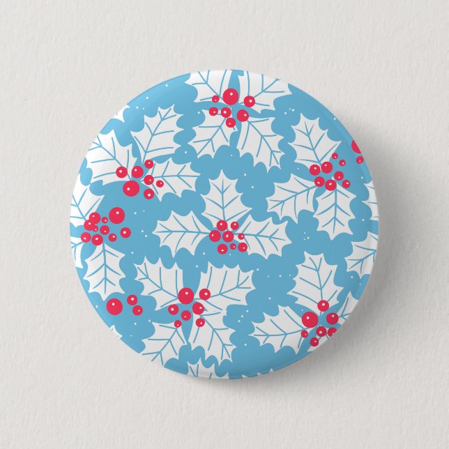 Holly berry on blue button (Front)