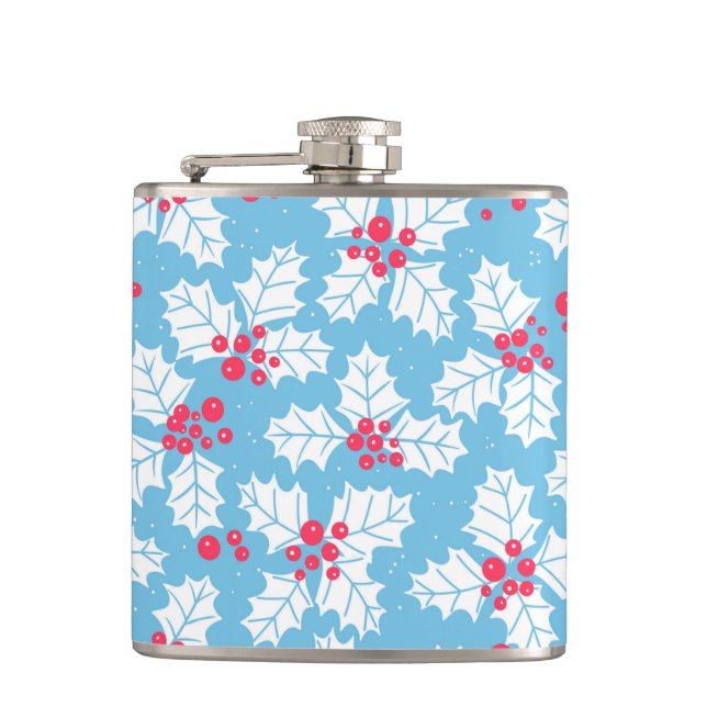 Holly berry on blue flask (Front)