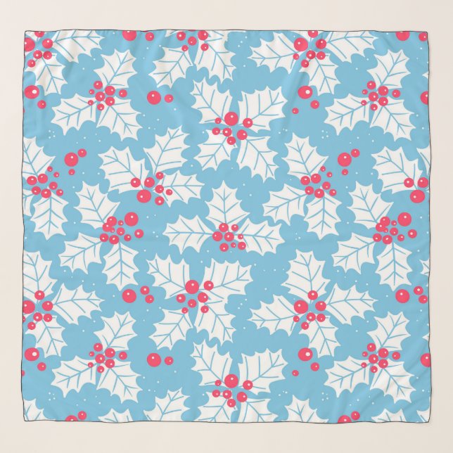 Holly berry on blue scarf (Front)