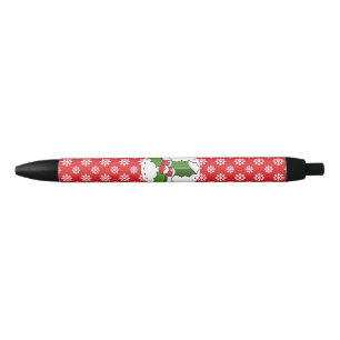 Holly Berry on Red White Snowflakes Pattern Pen