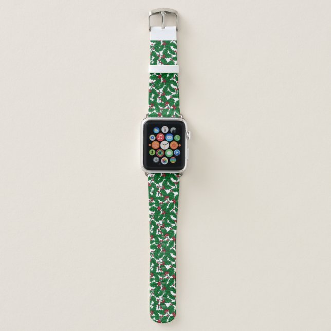 Holly berry on white apple watch band (Front)