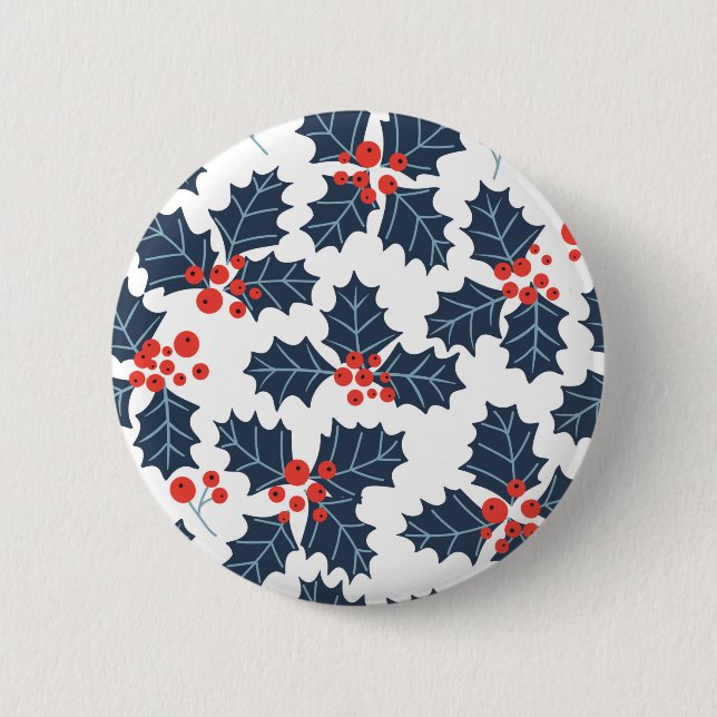 Holly berry on white button (Front)