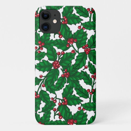 Holly berry on white iPhone 11 case