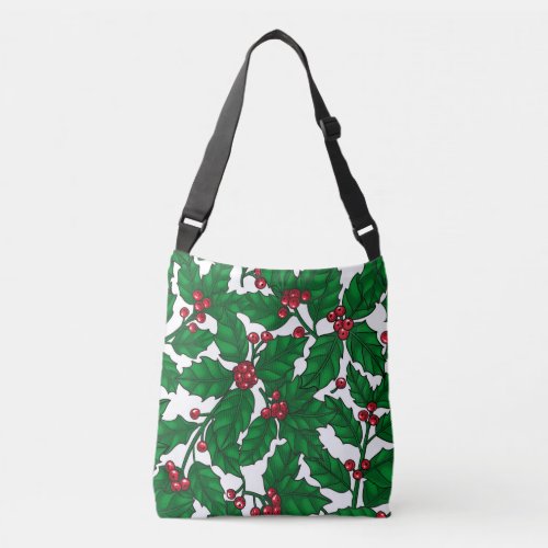 Holly berry on white crossbody bag