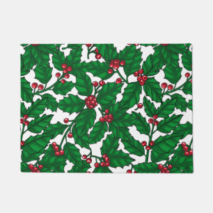 Holly berry on white doormat