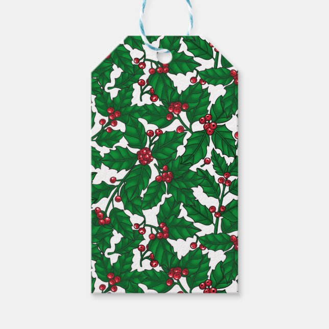 Holly berry on white gift tags (Front)