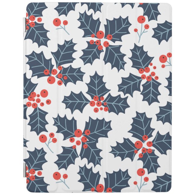 Holly berry on white iPad smart cover (Front)