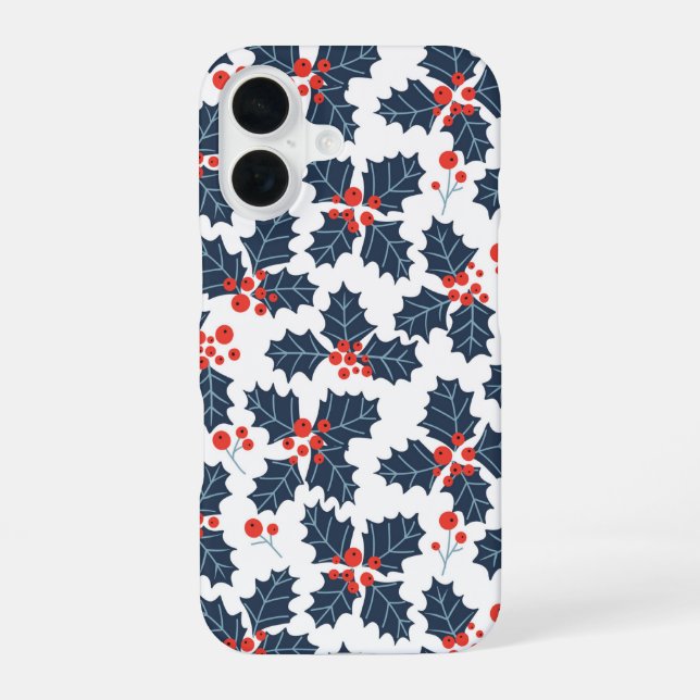 Holly berry on white iPhone case (Back)