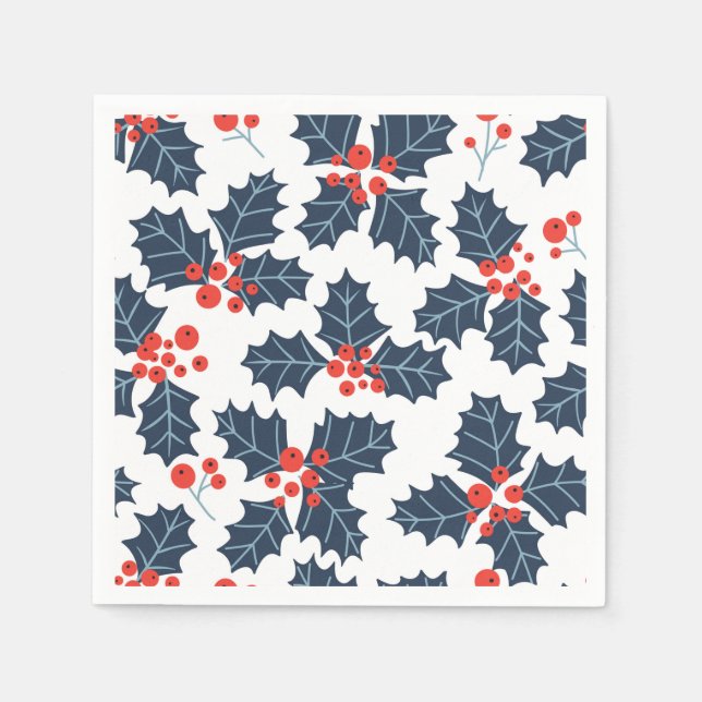 Holly berry on white napkins (Front)