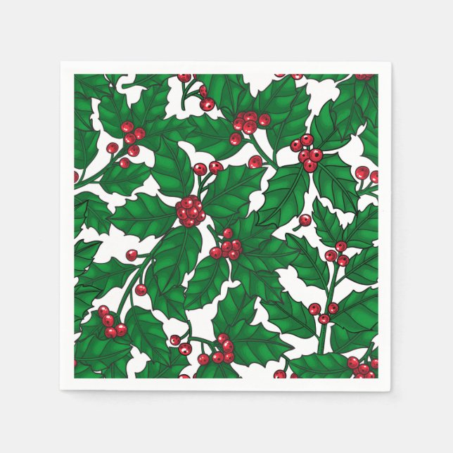 Holly berry on white napkins (Front)