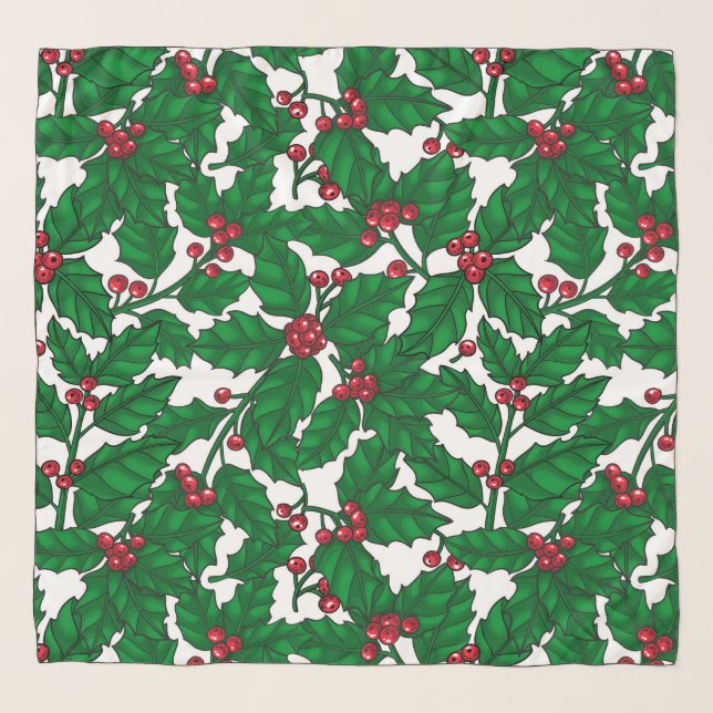 Holly berry on white scarf (Front)