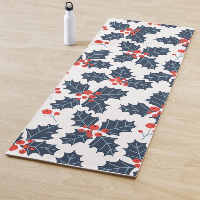 Holly berry on white yoga mat (In Situ)