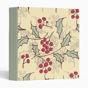 Holly berry pattern design 3 ring binder