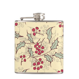 Holly berry pattern design flask