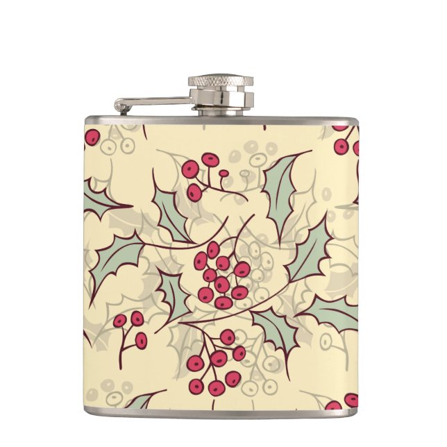 Holly berry pattern design flask (Front)
