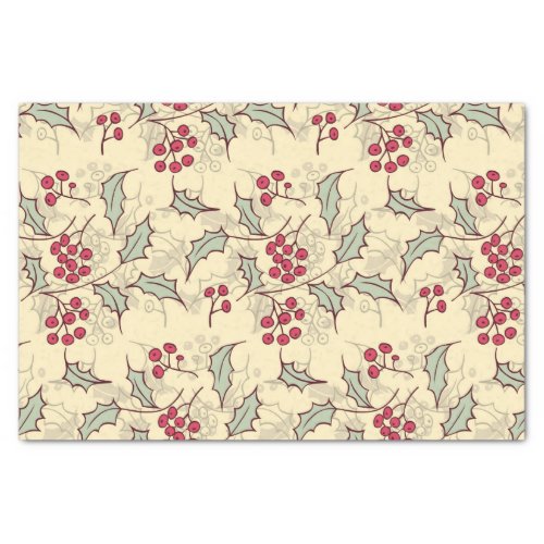 Holly berry pattern design tissue paper