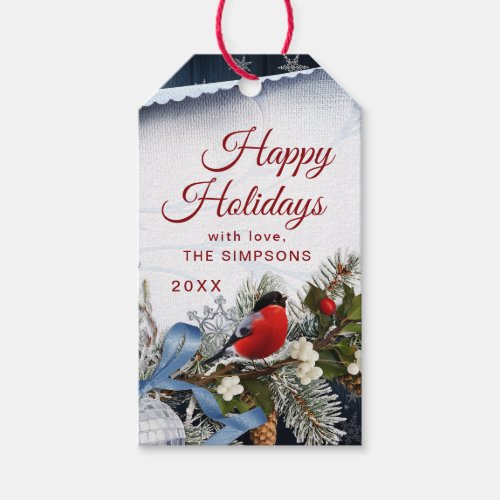 Holly Berry Pine Branch Rustic Christmas Holiday Gift Tags