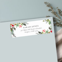 Holly Berry Pine Very Merry Christmas Address Label