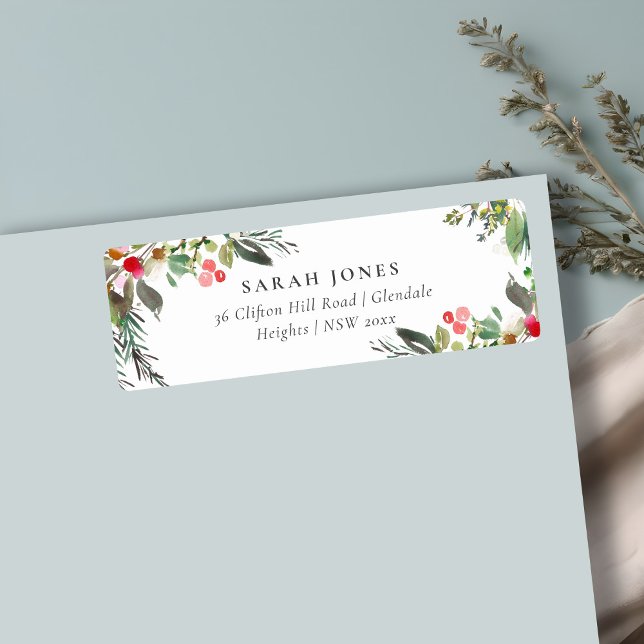 Holly Berry Pine Very Merry Christmas Address Label (Creator Uploaded)