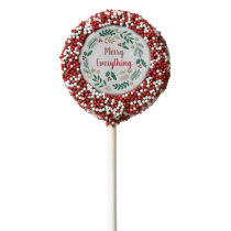 Holly Berry Pine Wreath Merry Everything Chocolate Covered Oreo Pop