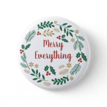 Holly Berry Pine Wreath Merry Everything Holiday C Button