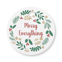 Holly Berry Pine Wreath Merry Everything Holiday  Favor Tags