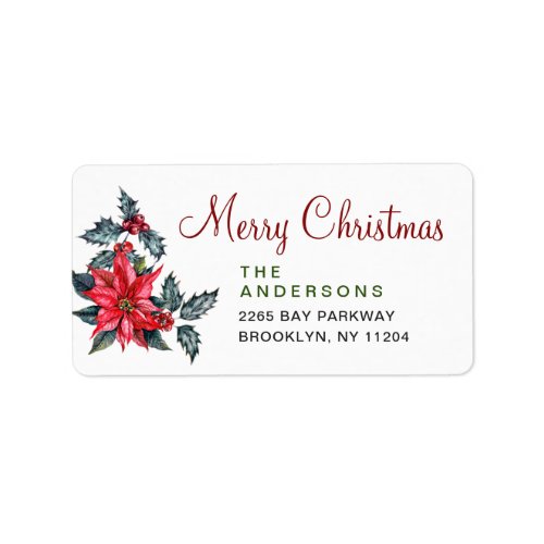 Holly Berry Red Cardinal Vintage  Return Address Label