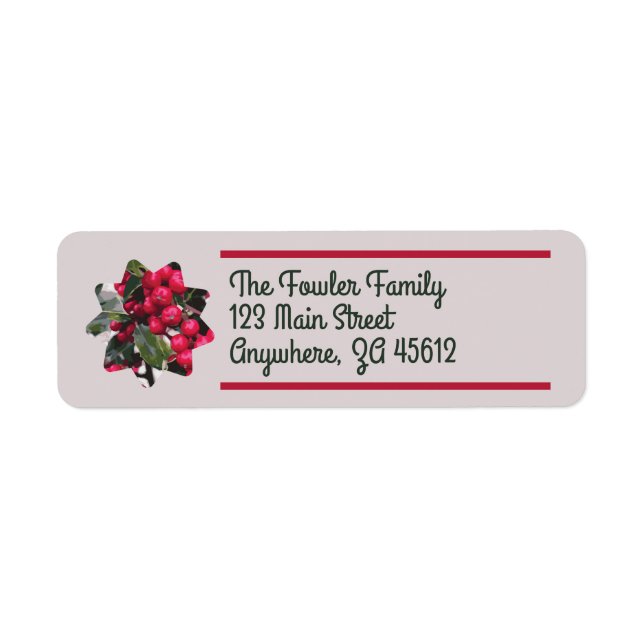 Holly Berry Return Address Labels (Front)
