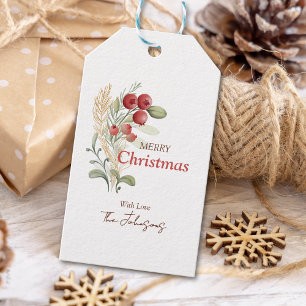 Holly Berry Rustic Simple Christmas Holiday Gift Tags