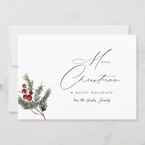 Holly Berry Simple Elegant Merry Christmas Card