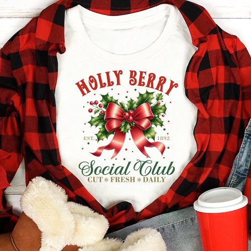 Christmas Shirts 8 Holly Berry Social Club Christmas Bow Coquette Tri-Blend Shirt