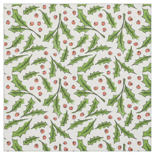 Holly Berry Sprig Pattern Fabric