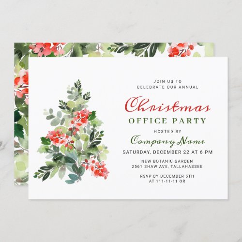 Holly Berry Tree Corporate Christmas Party HOLIDAY Invitation