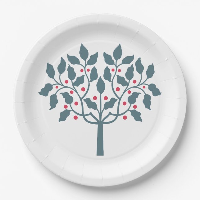 Holly berry tree paper plates (Front)