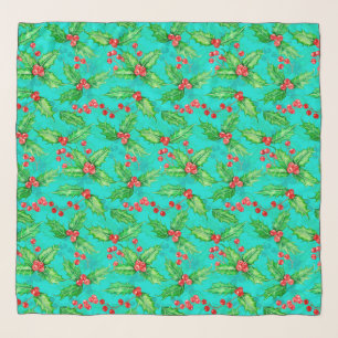 Holly berry watercolor scarf