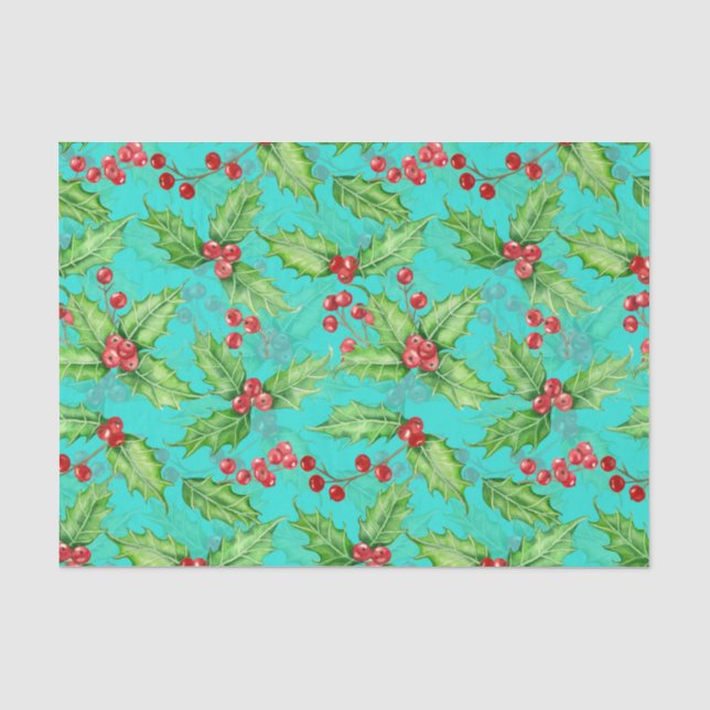 Holly berry watercolor tissue paper (Front)