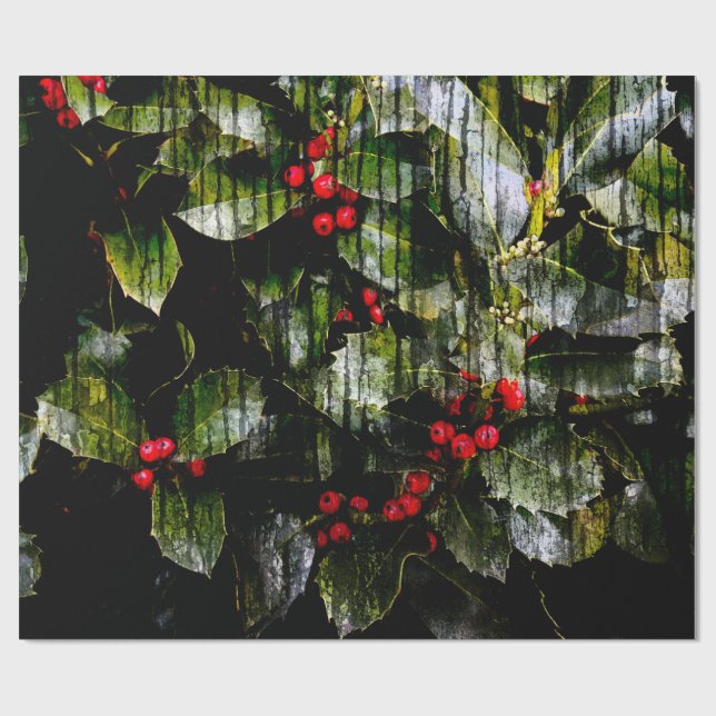 Holly Berry Wrapping Paper, 30" x 6' Paper (Flat)