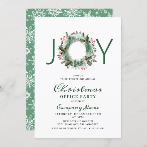 Holly Berry Wreath Corporate Christmas Party Invitation