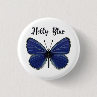 Holly Blue Butterfly Round Badge Button