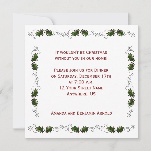 Holly Boarder Christmas Party Invite (Front)