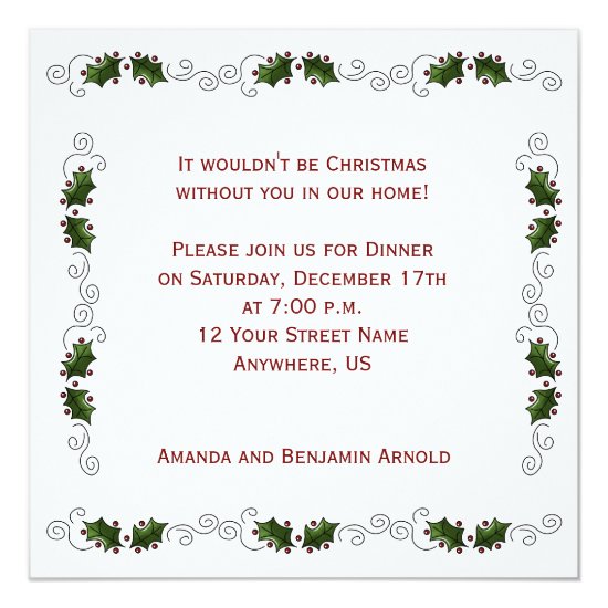 Holly Boarder Christmas Party Invite