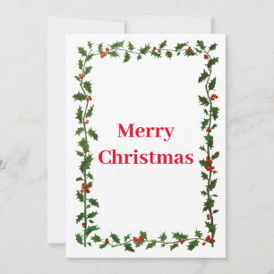Holly Border Christmas Holiday Card