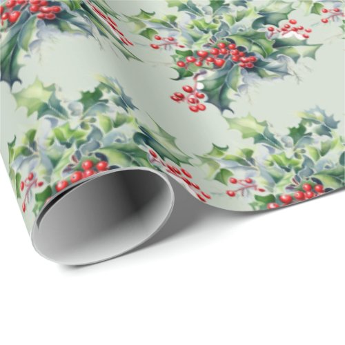 Holly Bouquet Wrapping Paper