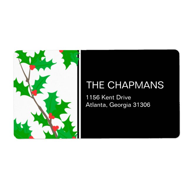 Holly Branch holiday address label (Front)