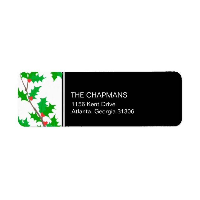 Holly Branch holiday address label (Front)