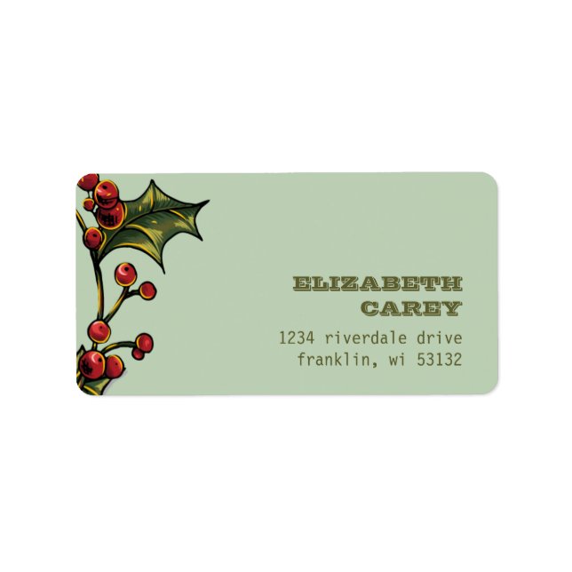 Holly Branch Holidays Address Labels (Front)